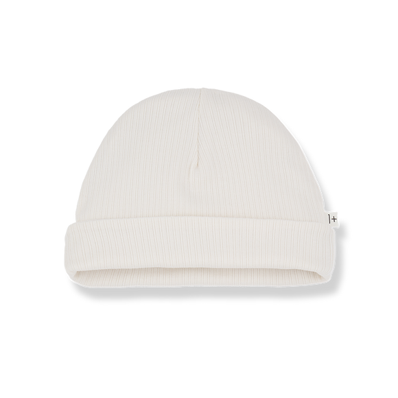 Bonnet naissance  « Kai » - Vanille Coton