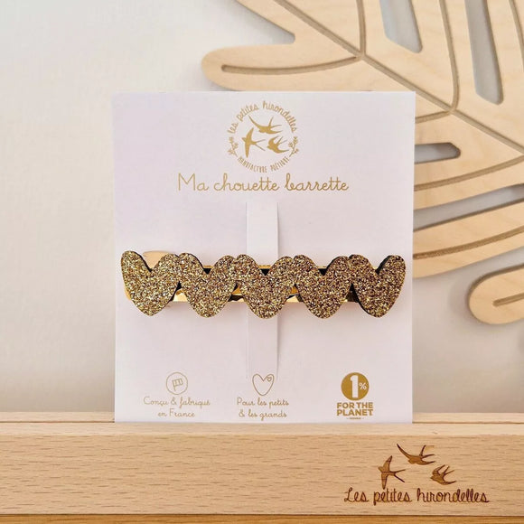 Barette clip coeurs - Vanille Coton