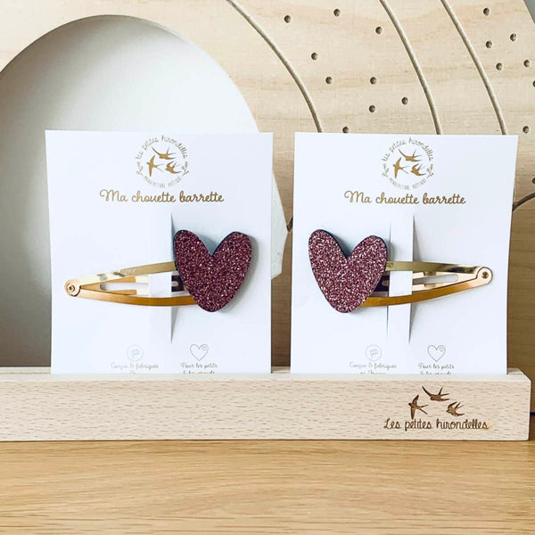 Grande barrette Coeur - Vanille Coton