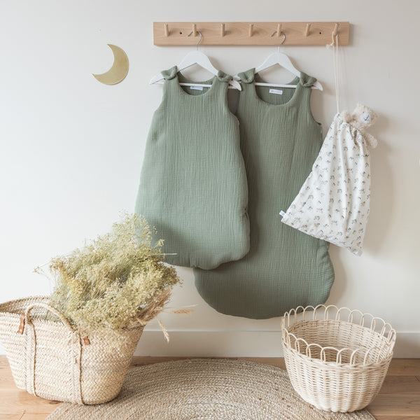 Gigoteuse en gaze vert sauge - Vanille Coton