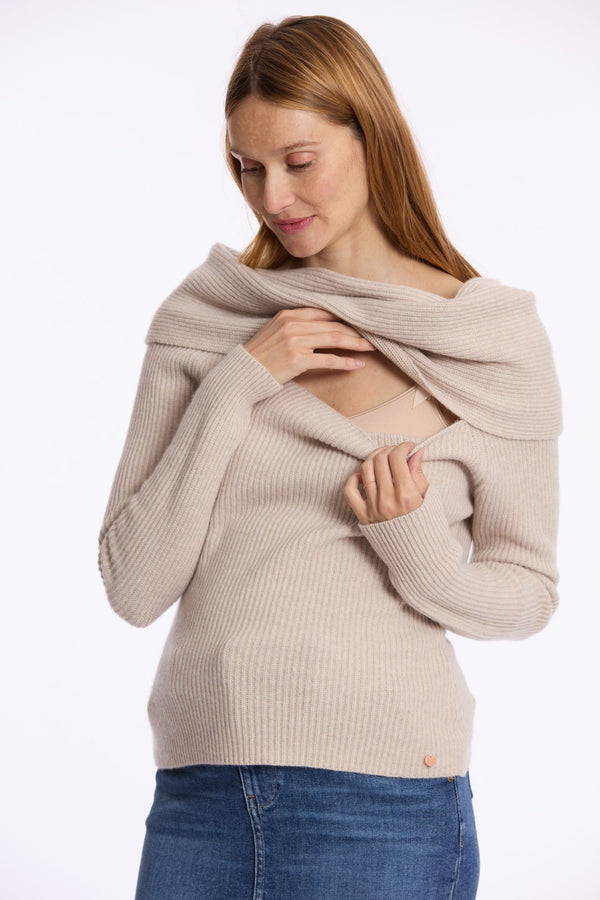 Pull de grossesse et d'allaitement KIM - Vanille Coton