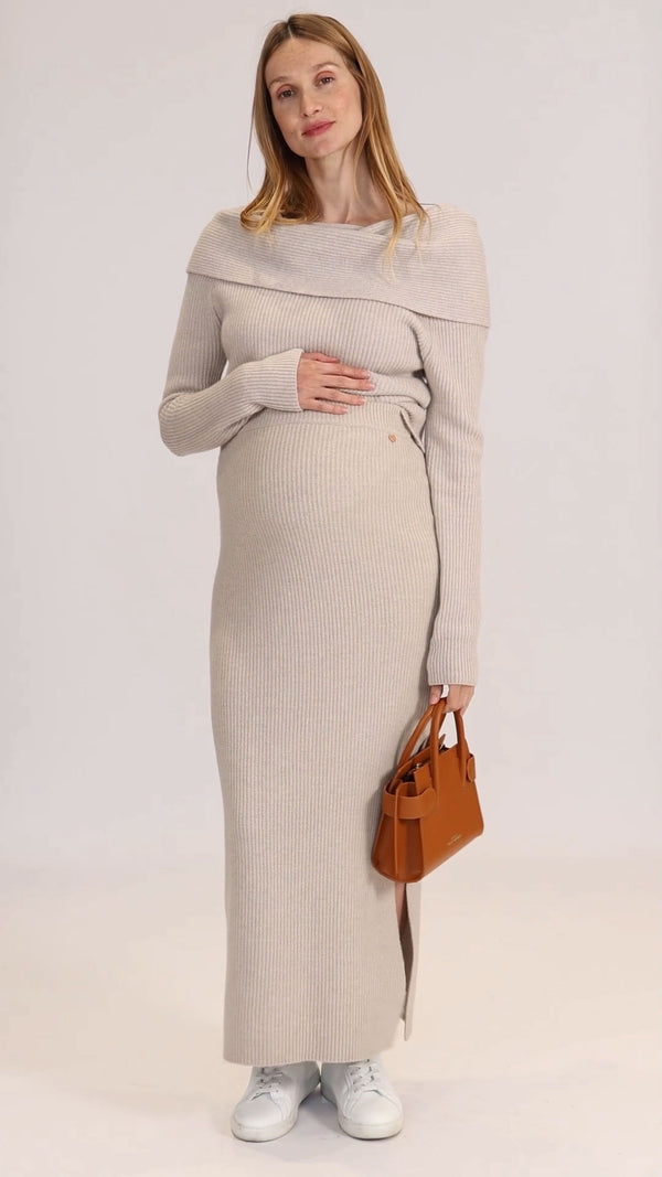 Pull de grossesse et d'allaitement KIM - Vanille Coton