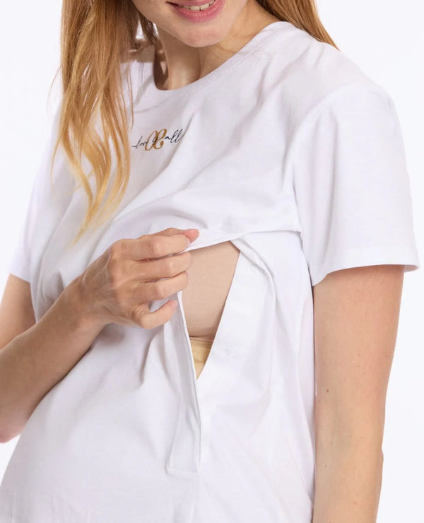 Tee-shirt de grossesse et d’allaitement Love - Vanille Coton