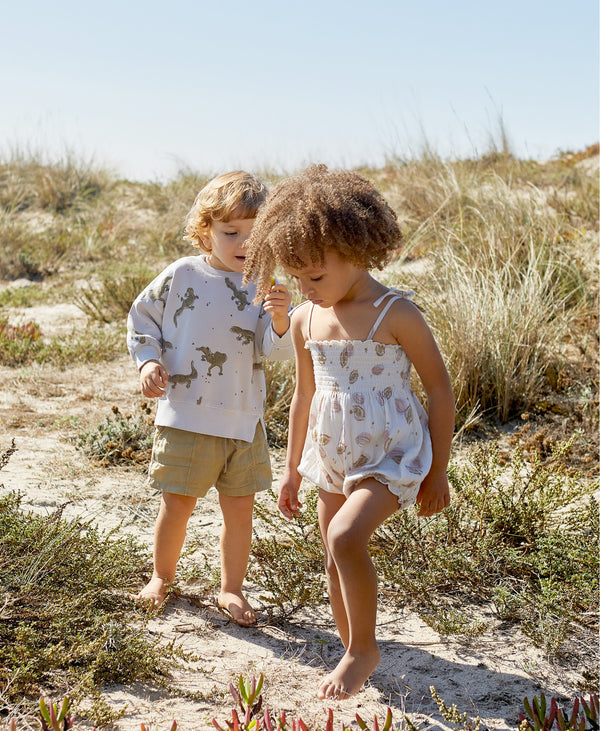Combishort à bretelles - Vanille Coton