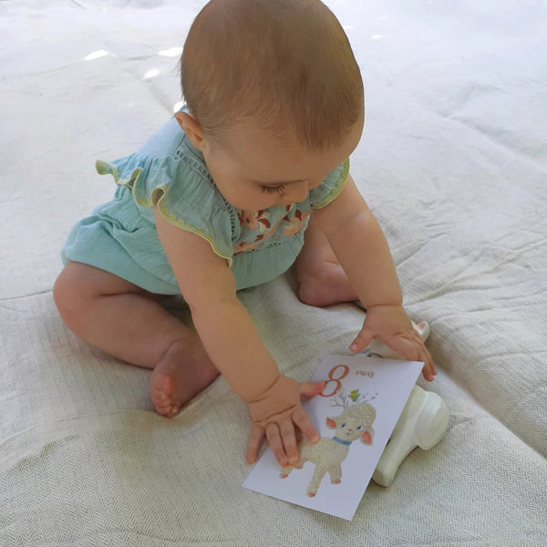 Cartes étapes bébé - Set de 12 cartes de 1 mois à 1 an - Vanille Coton
