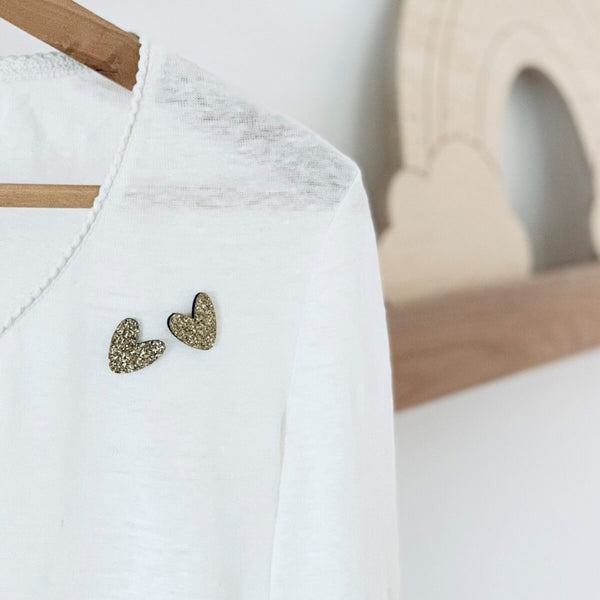 Pin's coeurs pailletés à partager - Vanille Coton
