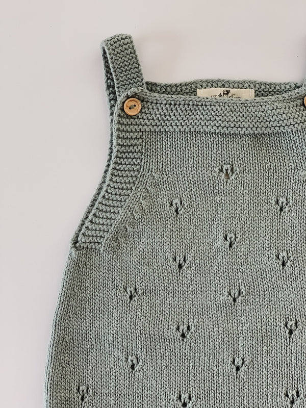 Barboteuse bébé motifs ajourés - Jade - Vanille Coton