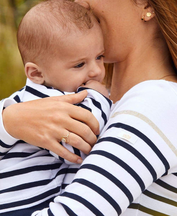 Marinière bébé Blanc/marine - Vanille Coton