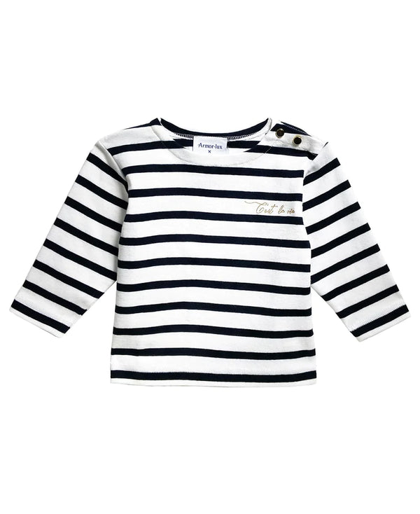 Marinière bébé Blanc/marine - Vanille Coton