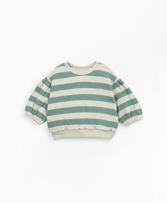 Sweat rayé fille - Vanille Coton