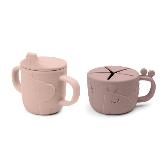 Ensemble duo snack cup et bec verseur - Vanille Coton