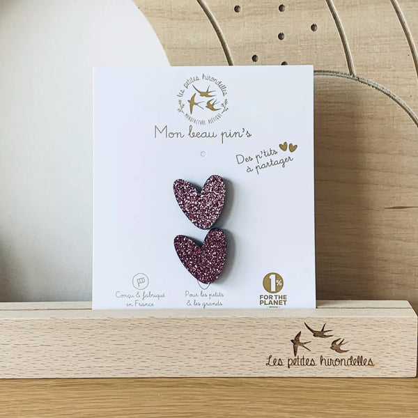 Pin's coeurs pailletés à partager - Vanille Coton