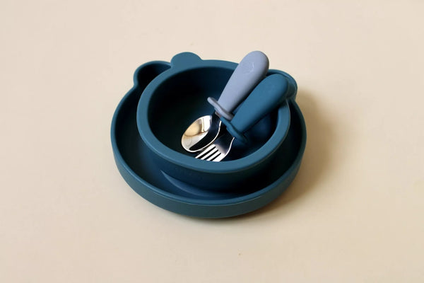 Ensemble repas assiette, bol et couverts - Vanille Coton