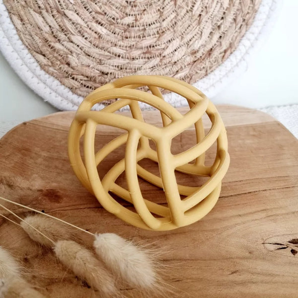 Balle d'éveil en silicone jaune - Vanille Coton