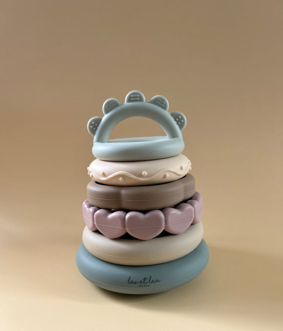 Jouet à empiler silicone - Vanille Coton