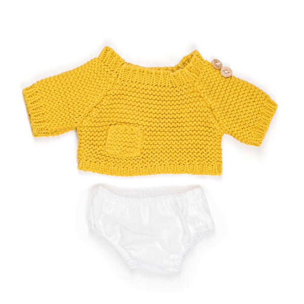 Ensemble jaune et blanc pour poupée 32cm - Vanille Coton