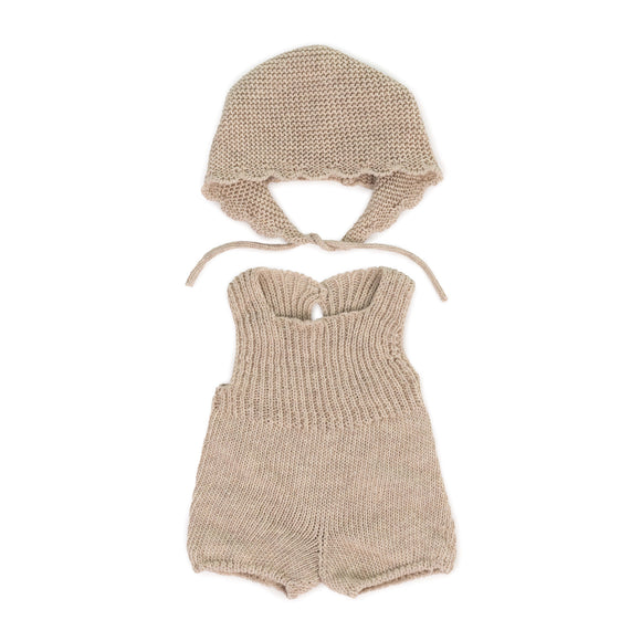 Barboteuse vêtements poupée tricoté beige 38 cm - Vanille Coton