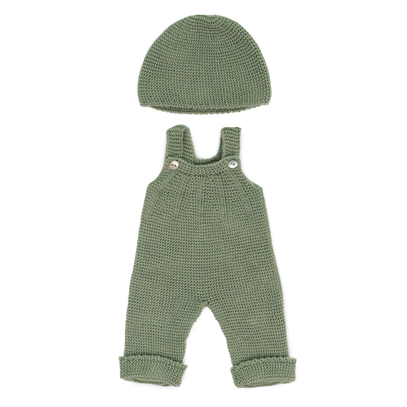 Vêtement poupée salopette tricotée verte 38 cm - Vanille Coton