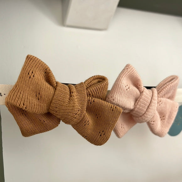 Barrette noeud croisé anti glisse - Vanille Coton