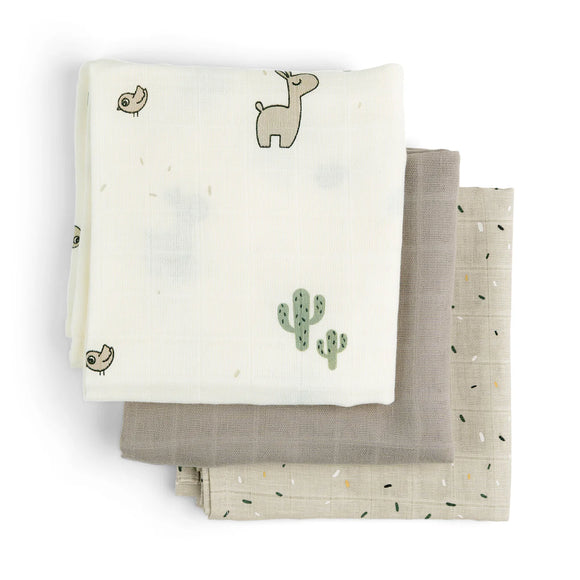 Lot de 3 langes coordonnées - Vanille Coton