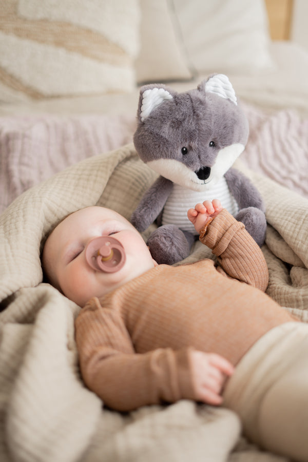Peluche bruits blancs loup Robin - Vanille Coton