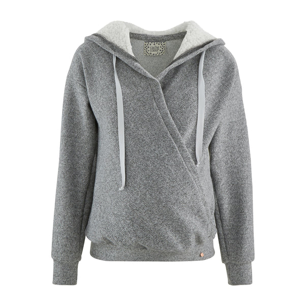 Sweat à capuche de maternité et d'allaitement Sweet Home avoine - Vanille Coton