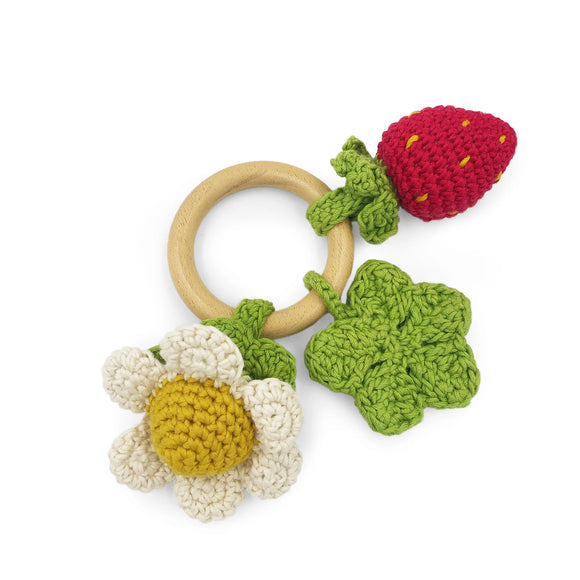 Hochet / Anneau de dentition « Printemps » - Vanille Coton