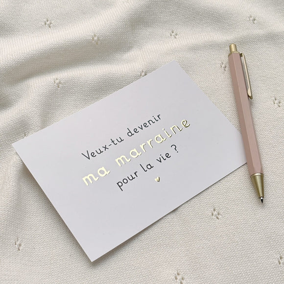 Carte «  veux-tu être ma marraine? » - Vanille Coton