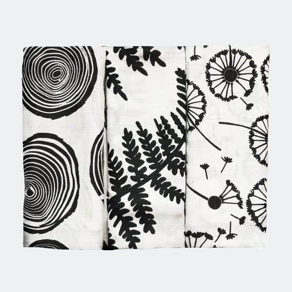 Lot de 3 Langes contrastés - Vanille Coton