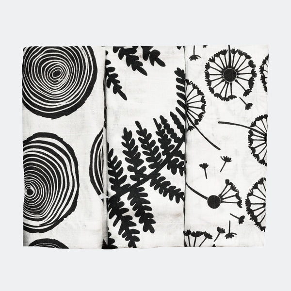 Lot de 3 Langes contrastés - Vanille Coton