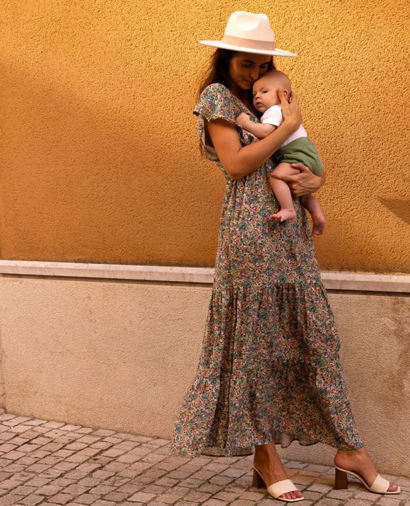 Robe de grossesse et d'allaitement Victoria - Vanille Coton