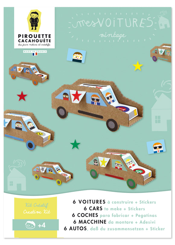 Kit créatif 6 voitures à construire « Mes Voitures Vintage » - Vanille Coton