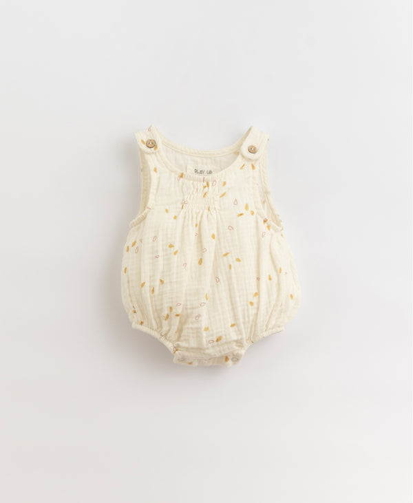 Barboteuse à bretelles - Vanille Coton