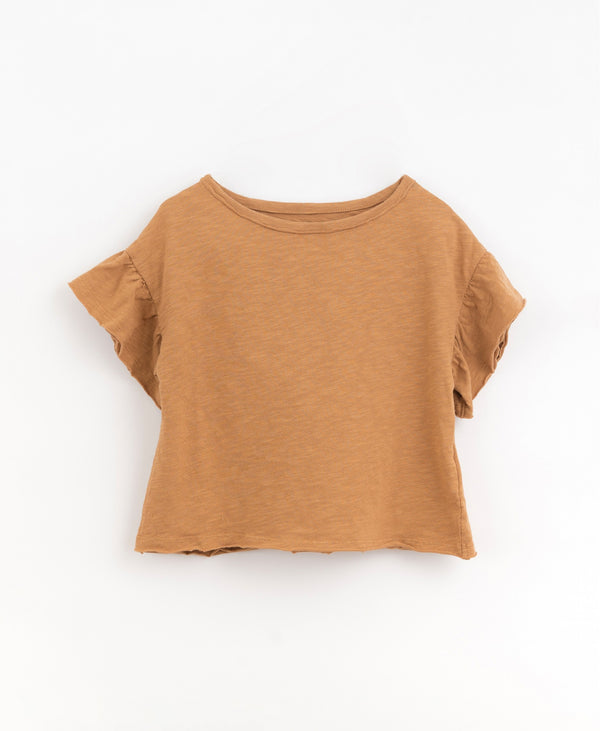 Tee-shirt manches courtes à volants - Vanille Coton