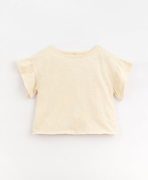 Tee-shirt manches courtes à volants - Vanille Coton