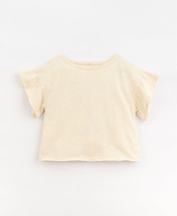 Tee-shirt manches courtes à volants - Vanille Coton