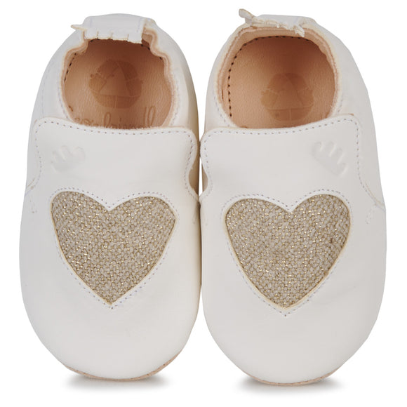 Chaussons Blublu coeur blanc - Vanille Coton