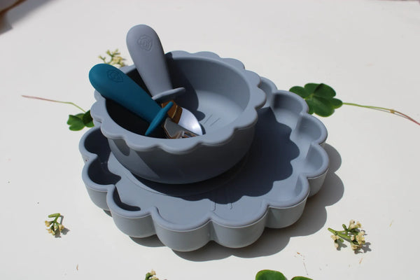 Kit repas assiette, bol et couverts - Vanille Coton
