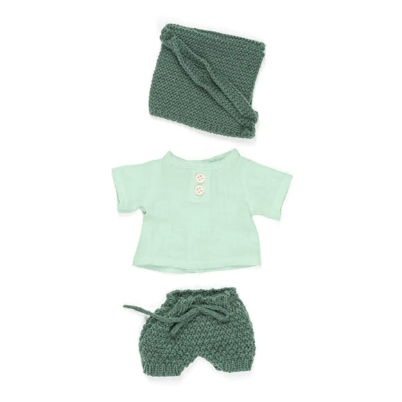 Ensemble de vêtements poupée vert/blanc 32cm - Vanille Coton