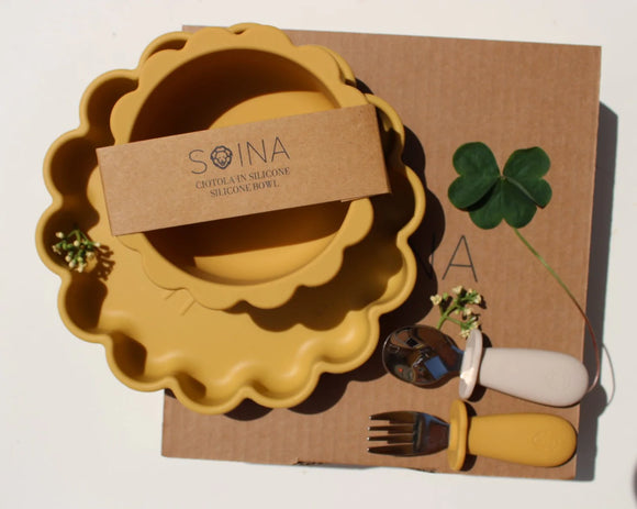 Kit repas assiette, bol et couverts - Vanille Coton