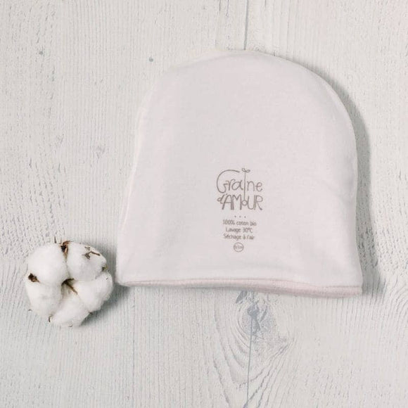 Bonnet coton BIO polaire doublé taupe - Vanille Coton