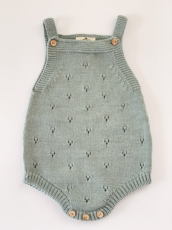 Barboteuse bébé motifs ajourés - Jade - Vanille Coton