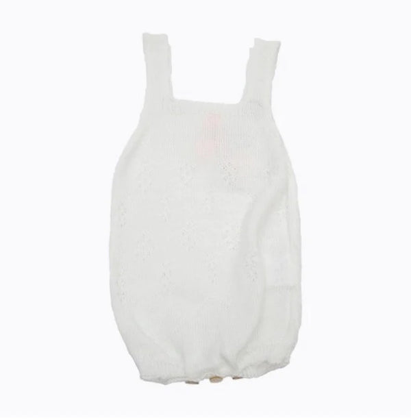 Barboteuse Bébé Motifs Ajourés - Crème - Vanille Coton