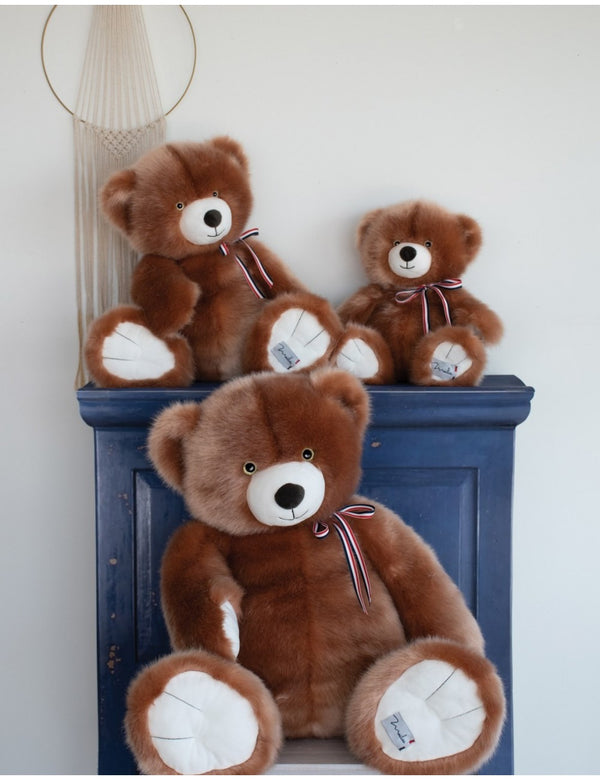 Peluche ours français 35 cm - Vanille Coton