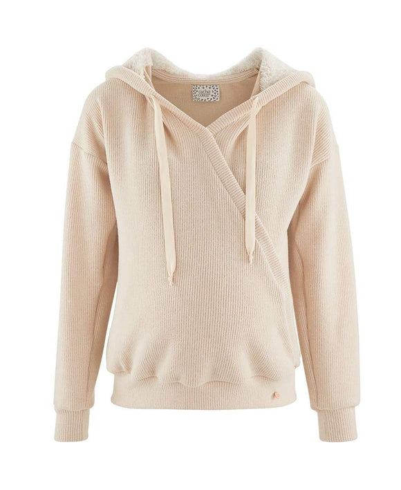 Sweat à capuche de maternité et d'allaitement Sweet Home avoine - Vanille Coton